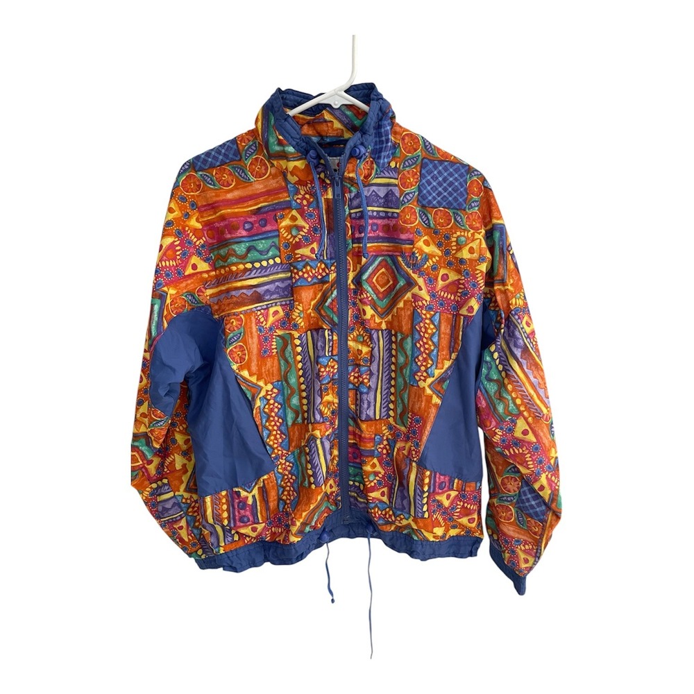 Vintage Kleim Windbreaker Jacket Multi Color Geometric Abstract Print Size 164